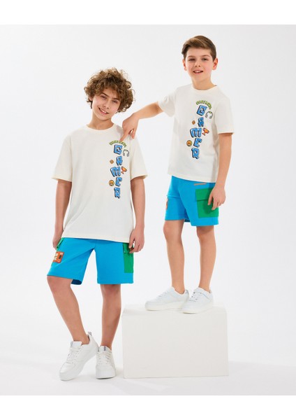 B Graphic Tee T-Shirt Büyük Erkek Çocuk Off White Tshirt SK2510028-102 fırsatları