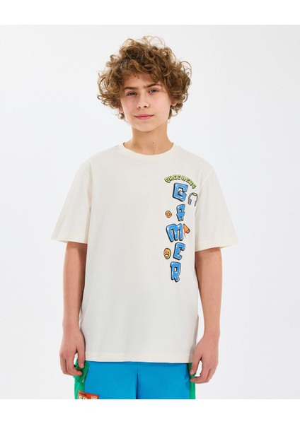 B Graphic Tee T-Shirt Büyük Erkek Çocuk Off White Tshirt SK2510028-102
