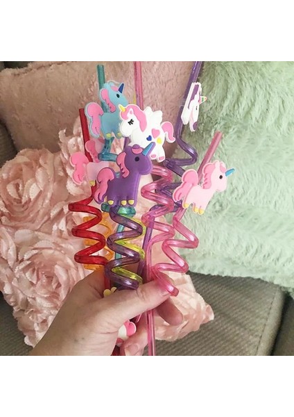 Stil 6 8 Adet 25 cm Yeniden Kullanılabilir Unicorn Pipetler Doğum Günü Unicorn Tema Plastik Içme Samanı Çocuklar Için Bebek Duş Doğum Günü Partisi Malzemeleri (Yurt Dışından)