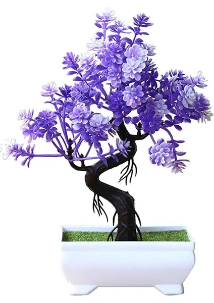 Mor Simülasyon Bitki Yapay Saksı Ağacı Bonsai Dekoratif Sahte Yeşil Bitkiler Süsler Ev Otel Bahçe Dekor Düğün Dekorasyon (Yurt Dışından)