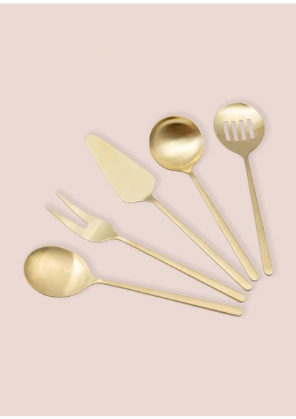 Giallo Servis Seti Şampanya Gold 5 Parça