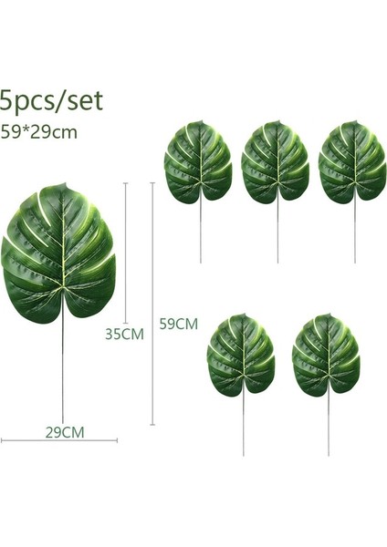 5 ADET-59 x 29 cm Yapay Bitkiler Tropikal Palmiye Yaprakları Dekorasyon Yaz Hawaii Orman Doğum Günü Partisi Dıy Düğün Ev Bahçe Dekor Sahte Bitki (Yurt Dışından)