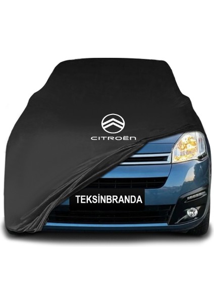 Citroen Berlingo 3 (2018 - ) Siyah Kumaş Araba Branda Logolu Kumaş Araba Brandası Penye Oto Branda