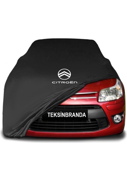 Citroen C4 (2007 - 2011) Siyah Kumaş Araba Branda Logolu Kumaş Araba Brandası Penye Oto Branda