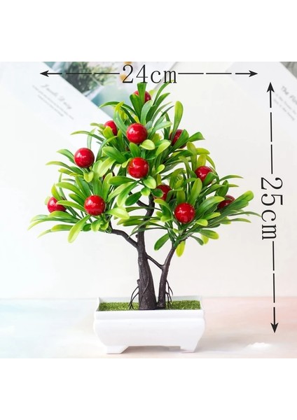 16 Örgü Kırmızı Meyve Yapay Meyve Bonsai Yeşil Bitkiler Simülasyon Bitkiler Dekorasyon Bonsai Oturma Odası Dekorasyon Seramik Karo (Yurt Dışından)