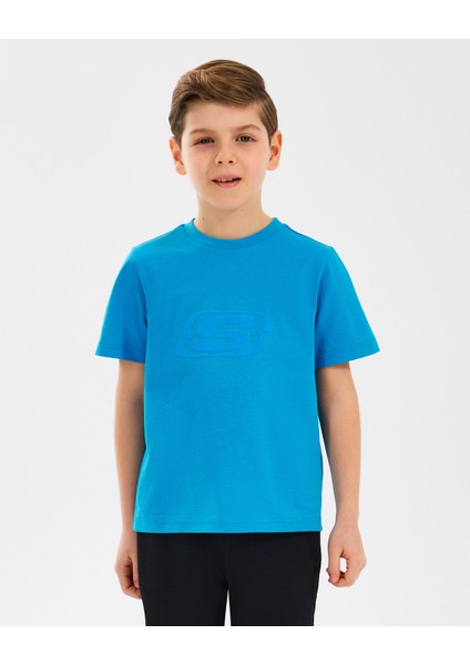 B Essentials T-Shirt Büyük Erkek Çocuk Mavi Tshirt SK232080-315