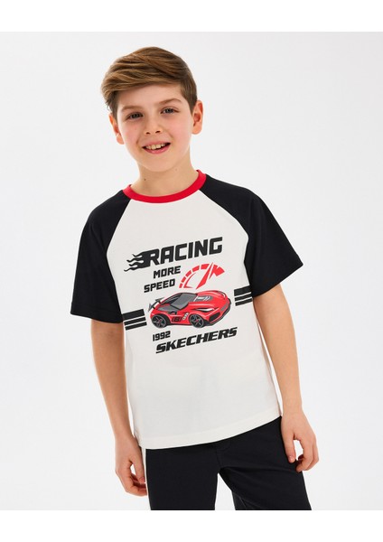 B Graphic Tee T-Shirt Büyük Erkek Çocuk Off White Tshirt SK2510038-102