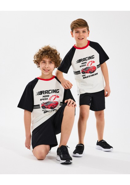 B Graphic Tee T-Shirt Büyük Erkek Çocuk Off White Tshirt SK2510038-102 fırsatları