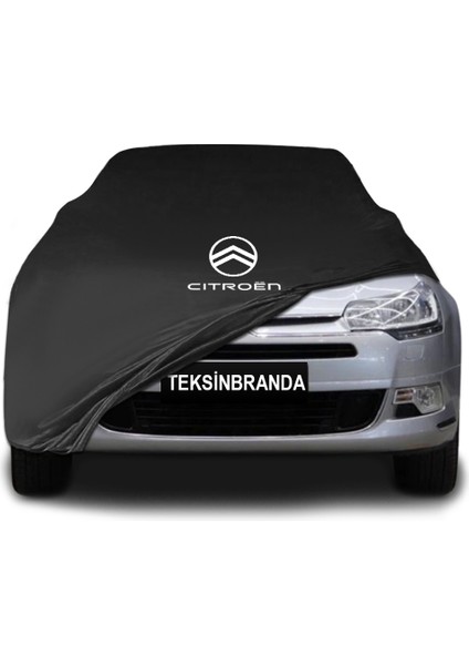 Citroen C5 (2008 - 2017) Siyah Kumaş Araba Branda Logolu Kumaş Araba Brandası Penye Oto Branda