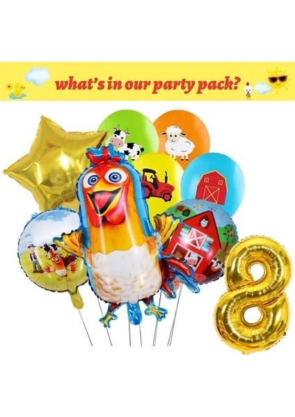 Balon Suit-8-9pcs Çiftlik Hayvanları Parti Dekorasyon Balonları Karikatür Inek Tavuk Domuz Kağıt Sofra Zemin Bebek Duş Çocuklar Doğum Günü Partisi Malzemeleri (Yurt Dışından)