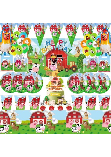 Balon Suit-8-9pcs Çiftlik Hayvanları Parti Dekorasyon Balonları Karikatür Inek Tavuk Domuz Kağıt Sofra Zemin Bebek Duş Çocuklar Doğum Günü Partisi Malzemeleri (Yurt Dışından)