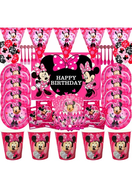 Balonlar-2-1 Adet Disney Minnie Mouse Tema Bebek Duş Tek Kullanımlık Sofra Çocuk Kız Favori Minnie Mutlu Doğum Günü Partisi Süslemeleri Malzemeleri (Yurt Dışından)