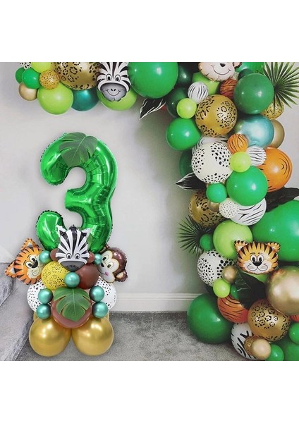 10 Adet Yapraklar Orman Doğum Günü Partisi Dekoru Hayvan Palmiye Yaprakları Masa Örtüsü Bardak Plaka Vahşi Bir Woodland Safari 1st Çocuk Doğum Günü Partisi Dekorasyon (Yurt Dışından)