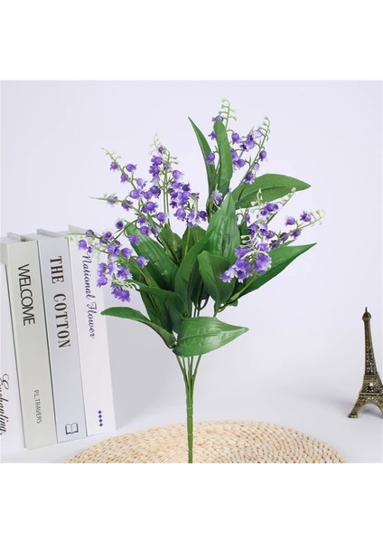Mor Yapay Çiçekler Vadideki Zambak 7 Dalları Sahte Plastik Zambak Çiçeği Gelin Buketi Düğün Dekor Flores Artificiales (Yurt Dışından)