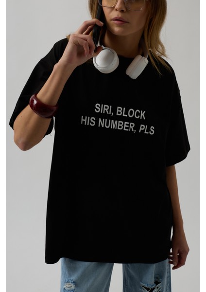 Ön Baskılı Oversize Siyah T-Shirt fırsatları
