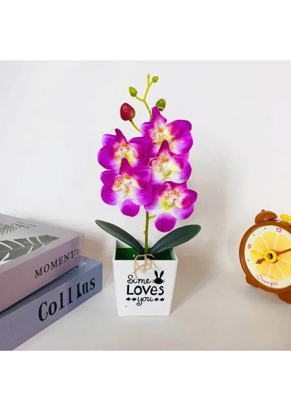 Mor 29 x 14 cm 1 Adet Yapay Çiçek Çim Saksı Yapay Bitkiler Plastik Çiçekler Ev Düğün Ilkbahar Yaz Oturma Odası Dekor (Yurt Dışından)