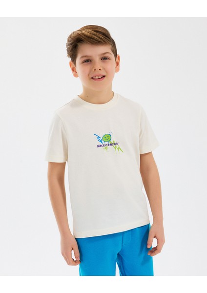 B Graphic Tee T-Shirt Büyük Erkek Çocuk Off White Tshirt SK2510030-102