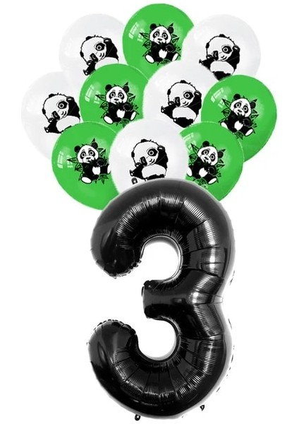 11 Adet Set 3 Panda Doğum Günü Balonları Banner Kek Topper Bebek Duş Parti Dekorasyon Çocuklar Çocuklar Için Bambu Hayvan Şişme Panda Tabaklar Bardaklar (Yurt Dışından)