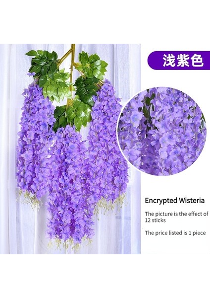 Jmzt--Qian Zi Se Simüle Wisteria Tavan Sahte Çiçek Rattan Kapalı Düğün Dekorasyon Plastik Fasulye Çiçek Menekşe Asılı Asma (Yurt Dışından)