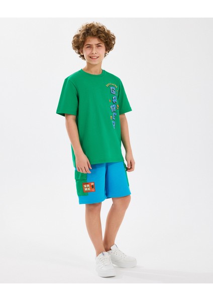 B Graphic Tee T-Shirt Büyük Erkek Çocuk Dark Green Tshirt SK2510028-300 modelleri