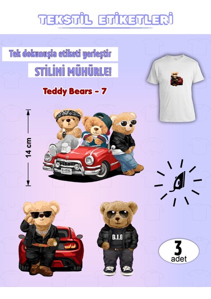 Ütü ile Yapışan Kıyafet Etiketi Teddy Bears Modelleri