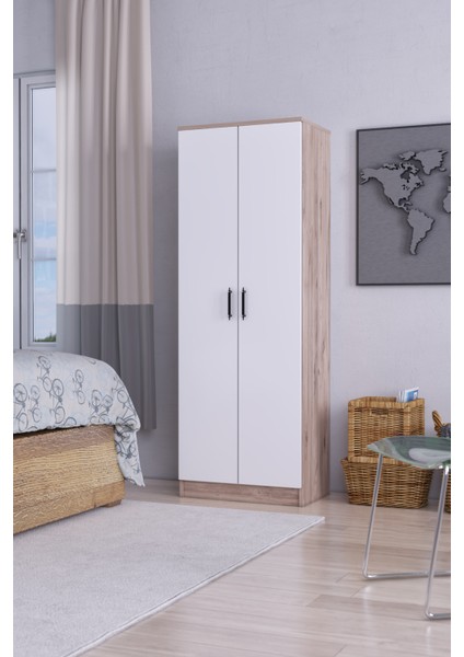 Abete 2 Kapılı Gardırop Atlantik Çam/Beyaz
