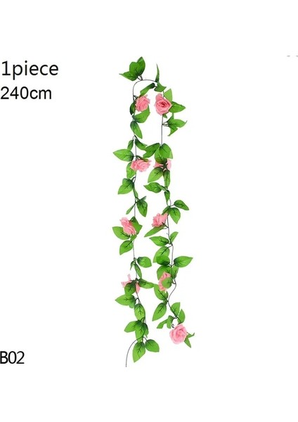 B02-1PCS-PEMBE Wisteria Yapay Çiçek Asma Sarmaşık Yaprağı Çelenk Ipek Gül Çiçek Rattan Dize Asma Düğün Kemer Çiçek Ev Bahçe Dekorasyon (Yurt Dışından)