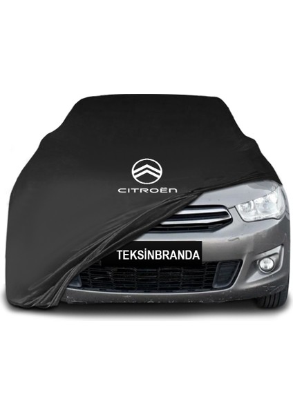 Citroen C Elysee (2012 -) Siyah Kumaş Araba Branda Logolu Kumaş Araba Brandası Penye Oto Branda