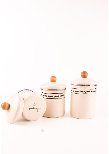 Mood Ahşap Tepeli Emaye Kavanoz/baharatlık Seti modelleri