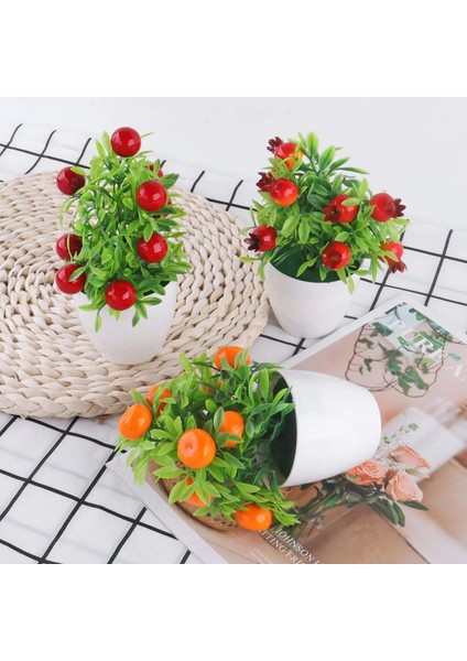 01 Yapay Bitki Bonsai Portakal Nar Meyve Ağacı Pencere Eşiği Dekorasyon Plastik Bahçe Sahte Bitki Saksı Ev Dekorasyon (Yurt Dışından) fiyatları