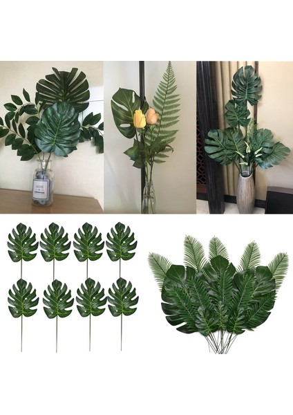 BB481 10 Adet 10-20 Adet Yapay Bitkiler Tropikal Monstera Palmiye Yaprakları Hawaii Tema Parti Dekoru Için Simülasyon Yaprak Ev Bahçe Sahte Yapraklar (Yurt Dışından)