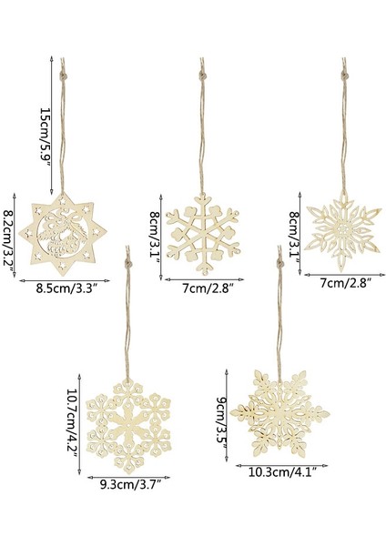 S11 10 Adet Ahşap Kar Tanesi Cips Dıy Noel Ağacı Dekorasyon Asılı Kolye Noel Navidad Doğum Ev Süsleme 2023 Yeni Yıl Hediyeleri (Yurt Dışından)