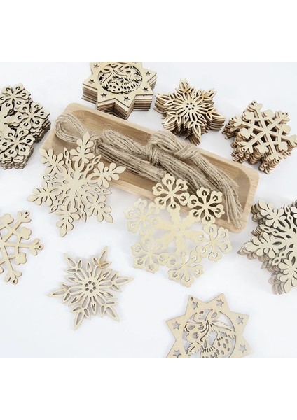 S11 10 Adet Ahşap Kar Tanesi Cips Dıy Noel Ağacı Dekorasyon Asılı Kolye Noel Navidad Doğum Ev Süsleme 2023 Yeni Yıl Hediyeleri (Yurt Dışından)