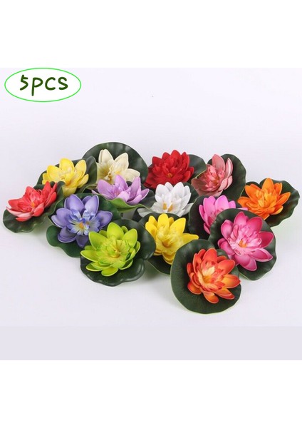 10 Adet Rastgele 10 cm 5 Adet/takım Renkli Yapay Sahte Yüzen Nilüfer Çiçeği Lotus Yaprağı Gölet Bitkileri Bahçe Havuzu Dekor (Yurt Dışından)