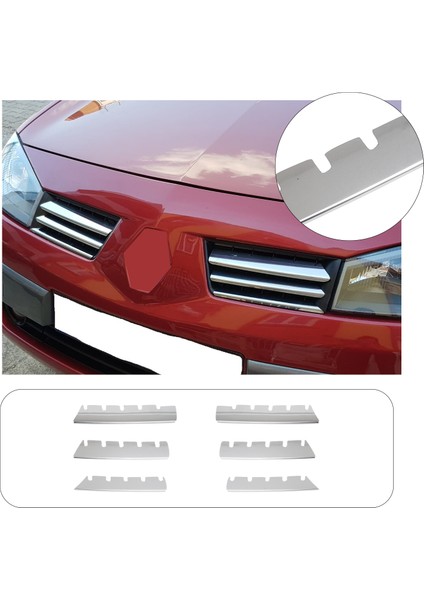 Renault Megane 2 Uyumlu 2004-2006 Ön Panjur 6 Panjur Paslanmaz Çelik