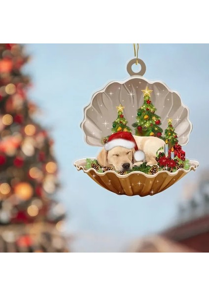 F Bir Boyut Yaratıcı Ağaç Noel Süslemeleri Bir Noel Sahnesinde Sevimli Uyuyan Köpek-Inci Asılı Kolye Yeni Yıl Navidad (Yurt Dışından)