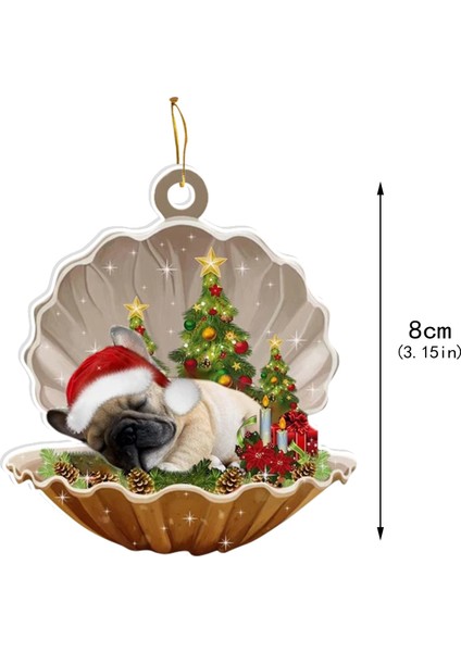 F Bir Boyut Yaratıcı Ağaç Noel Süslemeleri Bir Noel Sahnesinde Sevimli Uyuyan Köpek-Inci Asılı Kolye Yeni Yıl Navidad (Yurt Dışından)