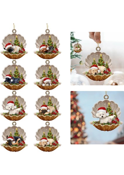 F Bir Boyut Yaratıcı Ağaç Noel Süslemeleri Bir Noel Sahnesinde Sevimli Uyuyan Köpek-Inci Asılı Kolye Yeni Yıl Navidad (Yurt Dışından)