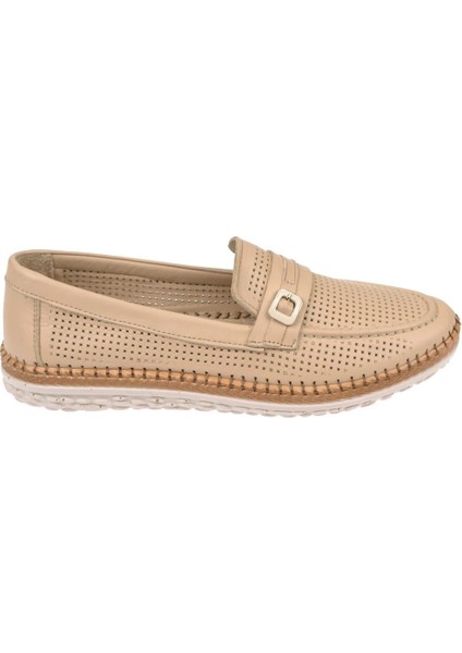 Hakiki Deri Üzeri Delikli Kadın Ayakkabı VOY-142 BEJ fiyatları