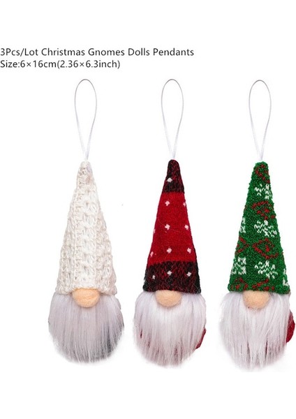 DOLL-693-WHITE 3 Adet Gnomes Noel Yüzü Olmayan Bebek Noel Süslemeleri Ev Için Noel Ağacı Kolye Süsler Noel Deco Navidad Doğum Yeni Yıl 2023 (Yurt Dışından)