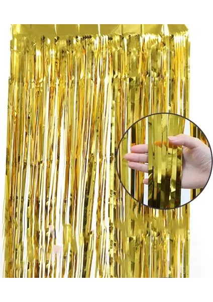 Altın 100 x 200 cm Parti Zemin Perdeleri Glitter Altın Tinsel Folyo Parlak Üniforma Renk Alüminyum Yapışkanlı Saçak Perde Parti Için (Yurt Dışından)