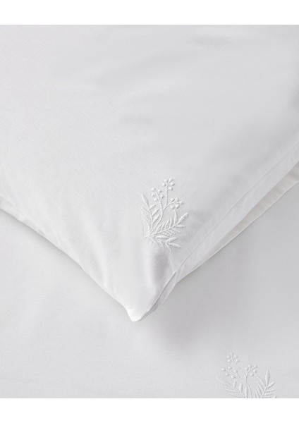 Royal Leafage Nakışlı Pamuk King Size Nevresim Takımı 240 x 220 cm Beyaz fırsatları