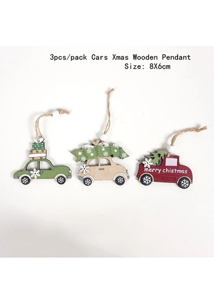 Wood-49-Cars 3 Adet/takım Noel Gnomes Melek Bebekler Ev Için Noel Süslemeleri Navidad 2023 Noel Ağacı Ahşap Kolye Yeni Yıl 2024 Hediyeleri (Yurt Dışından)
