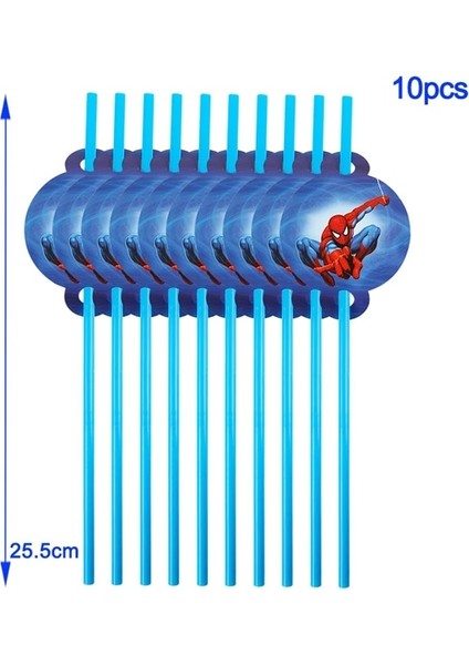 STRAW-10PCS Disney Örümcek Adam Parti Bebek Duş Dekorasyon Çocuk Doğum Günü Afiş Saman Bardak Plaka Kaşık Çatal Patlamış Mısır Kutusu Masa Örtüsü Malzemeleri (Yurt Dışından)