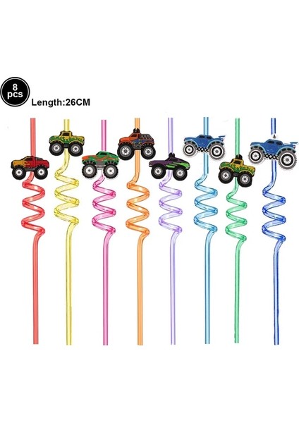 Içme Samanı Canavar Kamyon Geçici Dövmeler Çıkartmalar Çocuk Boys Için Mutlu Doğum Günü Canavar Kamyon Balonlar Büyük Tekerlek Yarış Parti Folyo Balon (Yurt Dışından)