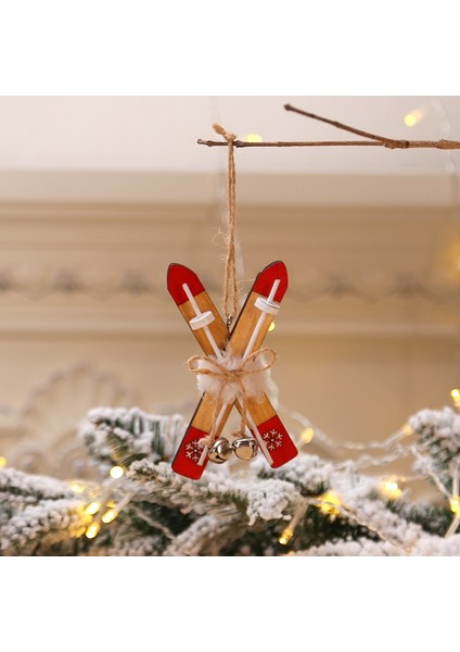 Gnome Kırmızı Çorap-4 Ahşap Kızak Noel Dekorasyonu Ev Ahşap Kayak Çanı Noel Süsleri Çocuklar Için Hediye Ev Navidad Yeni Yıl Partisi Dekoru 2023 (Yurt Dışından)