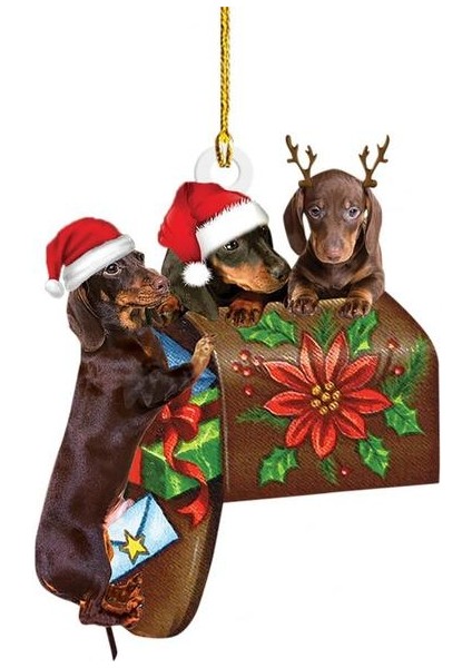 D Noel Kolye Ince Detay Asılı Süsleme Kordon Noel Ağacı Asılı Dachshund Kolye Ev Dekorasyon Dekoratif (Yurt Dışından)