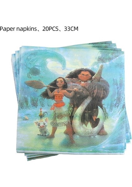 Peçeteler-20 Adet Disney Moana Doğum Günü Partisi Dekorasyon Malzemeleri Çocuklar Bebek Duş Sofra Bardak Tabaklar Afiş Balonlar Olay Dekor Hediye Şekeri (Yurt Dışından)
