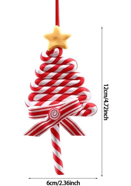 Stil 4 1 Adet Noel Ağacı Süsleme Yumuşak Kil Kırmızı Beyaz Şeker Kamışı Noel Baba Elk Lolipop Kolye Aile Yeni Yıl Hediyesi Noel 2023 (Yurt Dışından)