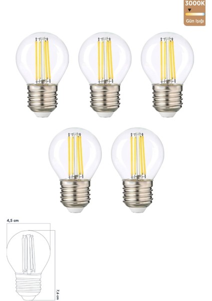 LED Ampul 6W 3000K E27 (Gün Işığı) Erd-42